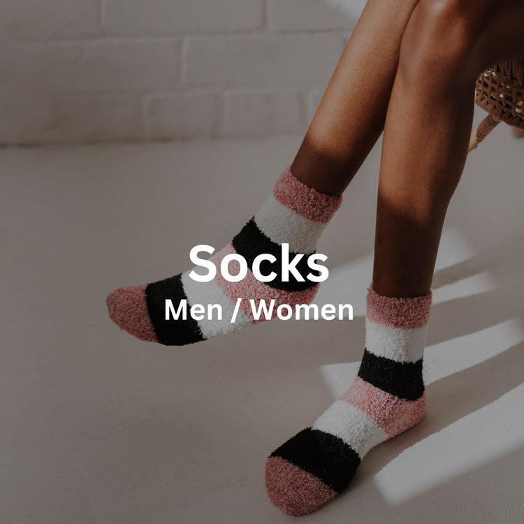 Men & Women socks in various colors and patterns for comfort and style.