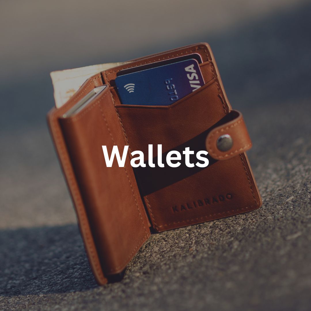 Sleek wallets in leather and modern designs for men and women.