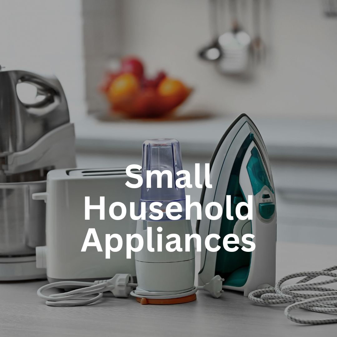 A variety of small household appliances including blenders, toasters, and coffee makers.