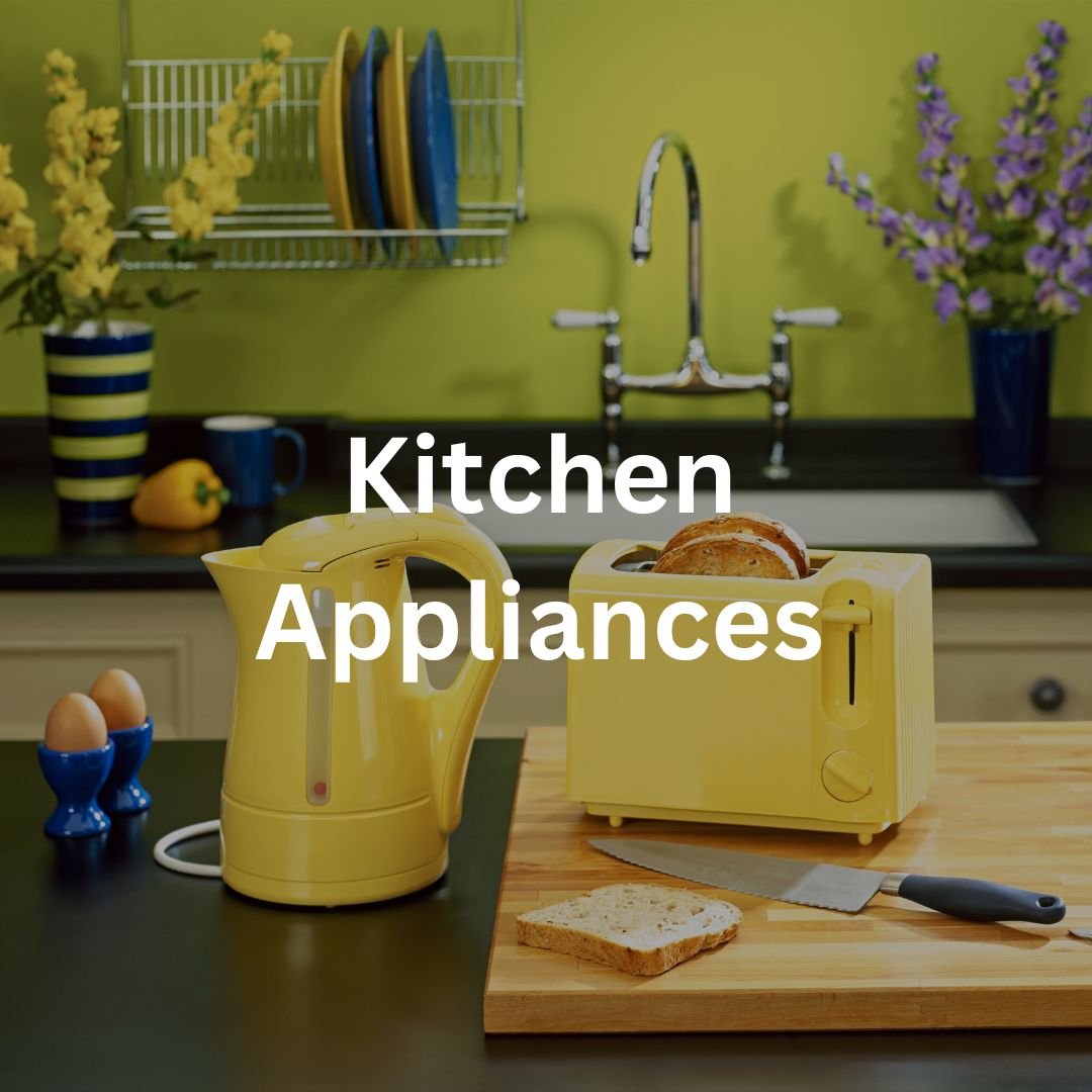 Kitchen appliances including blenders, toasters, and mixers for a modern cooking experience.