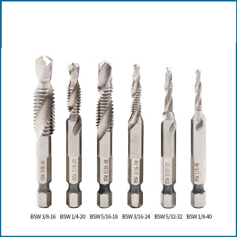 Hexagon Shank Composite Tap HSS Machine Tap Drilling Tap Chamfering Multifunctional Titanium Coated Spiral Tap Contain Cobalt