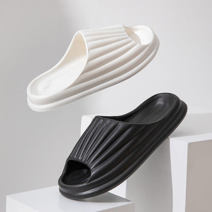 Home Slippers Women Men New Solid Striped Peep-toe Shoes House Floor Bathroom Slippers For Couple