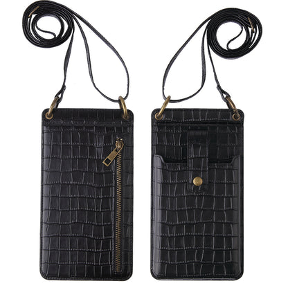 Multi-function Crossbody Bags For Mobile Phone Crocodile-pattern Wallet Card Holder