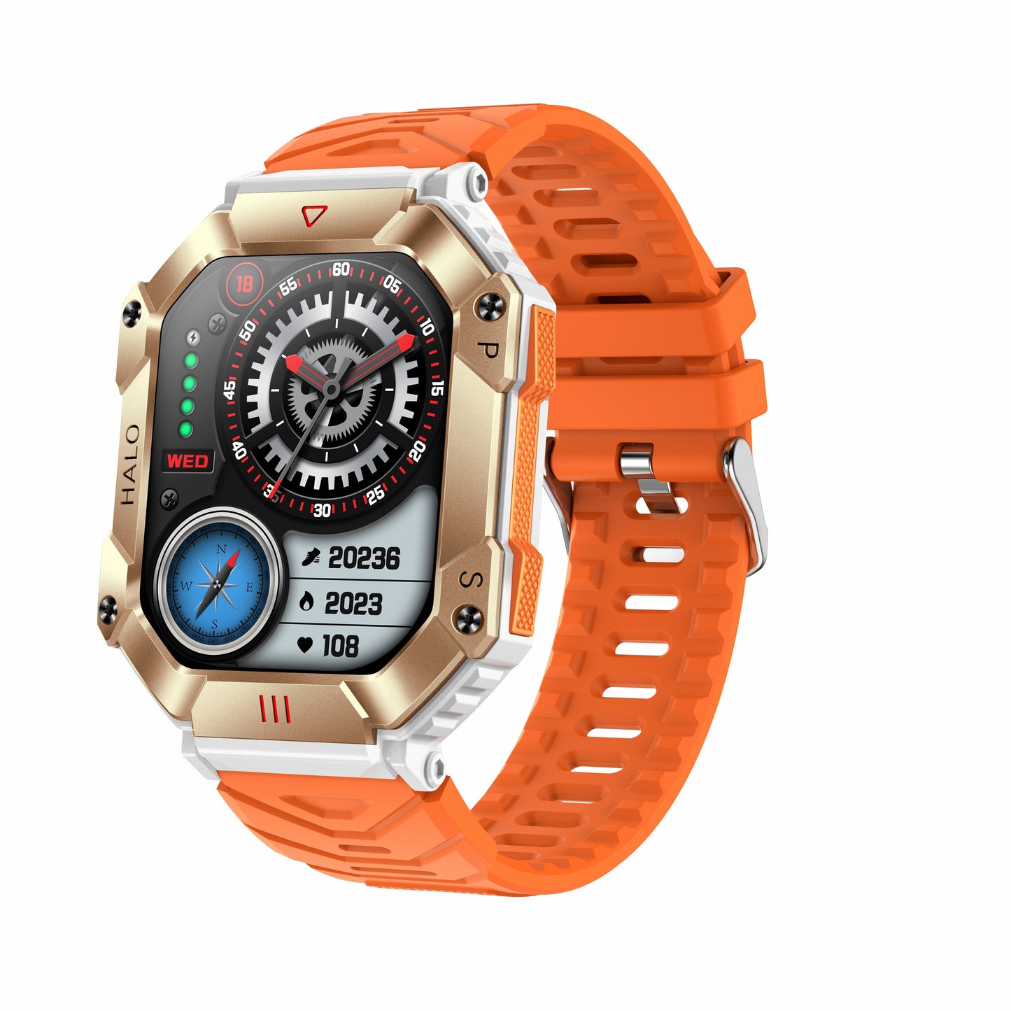 KR80 Bluetooth HD Sprachanruf Smartwatch Kompass Herzfrequenz Blutdruck Blutsauerstoffüberwachung 