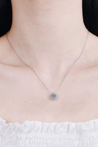 1 Carat Moissanite Round Pendant Chain Necklace - Jaazi Intl