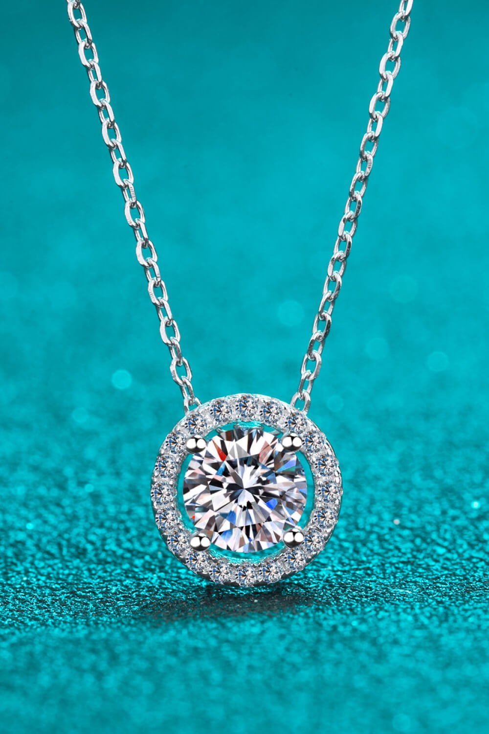 1 Carat Moissanite Round Pendant Chain Necklace - Jaazi Intl