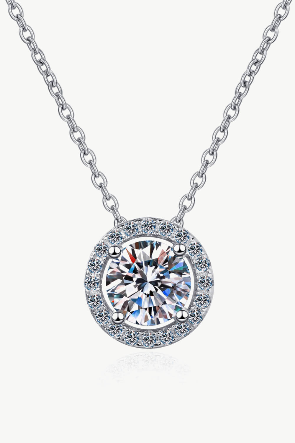 1 Carat Moissanite Round Pendant Chain Necklace - Jaazi Intl