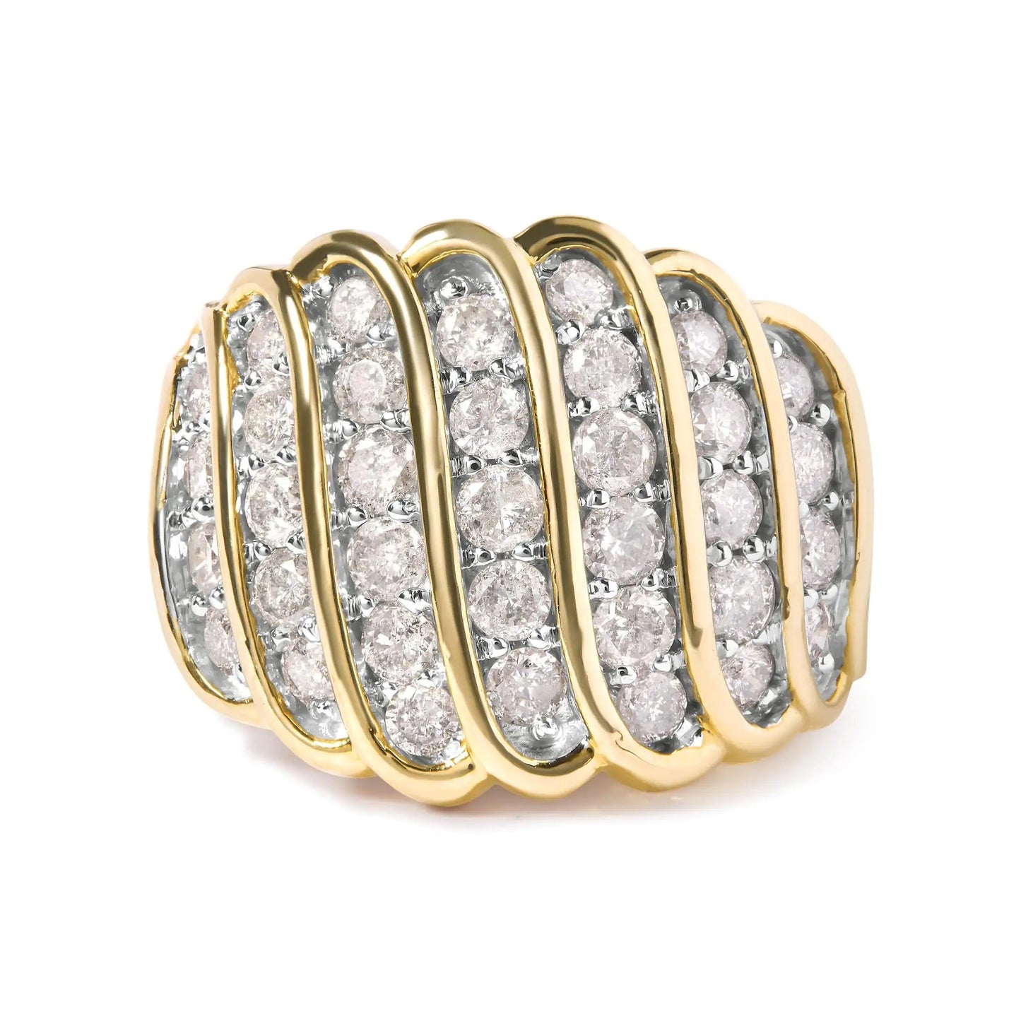 10 Yellow Gold 2.00 Cttw Diamond Multi Row Cocktail Band Ring (I - J Color, I1 - I2 Clarity) - Jaazi Intl