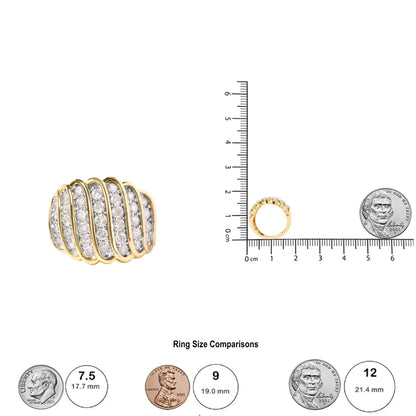 10 Yellow Gold 2.00 Cttw Diamond Multi Row Cocktail Band Ring (I - J Color, I1 - I2 Clarity) - Jaazi Intl