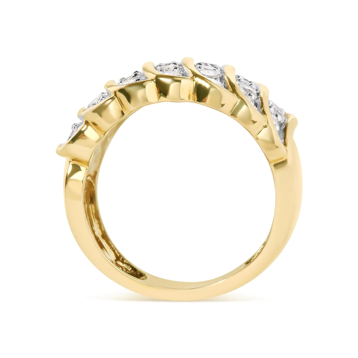 10 Yellow Gold 2.00 Cttw Diamond Multi Row Cocktail Band Ring (I - J Color, I1 - I2 Clarity) - Jaazi Intl