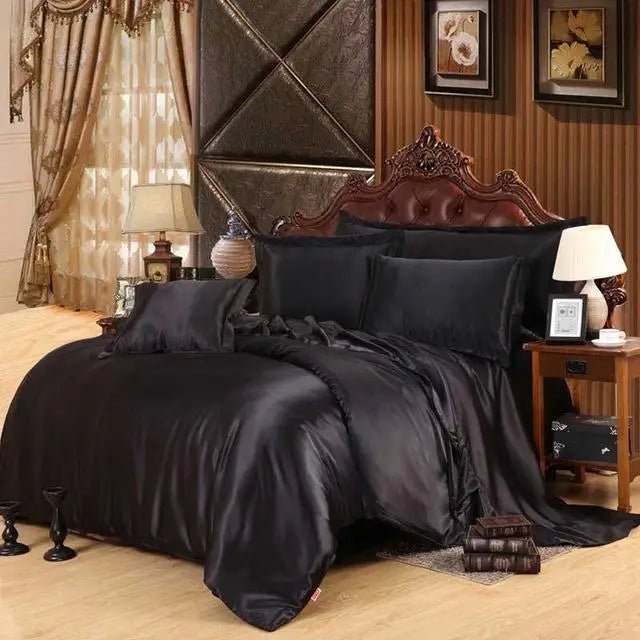 100% pure satin silk bedding set Home Textile King size bed set bed clothes duvet cover flat sheet pillowcases Wholesale - Jaazi Intl