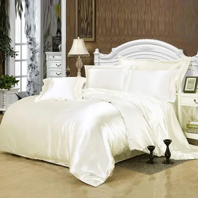 100% pure satin silk bedding set Home Textile King size bed set bed clothes duvet cover flat sheet pillowcases Wholesale - Jaazi Intl