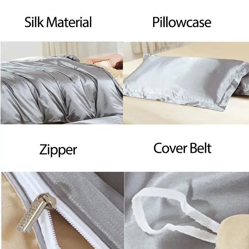 100% pure satin silk bedding set Home Textile King size bed set bed clothes duvet cover flat sheet pillowcases Wholesale - Jaazi Intl