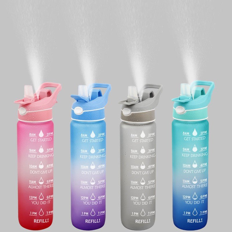 1000ML Plastic Spray Water Bottle Scrub Bounce Cover Straw Space Cup Sports Water Bottle - Jaazi Intl