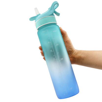 1000ML Plastic Spray Water Bottle Scrub Bounce Cover Straw Space Cup Sports Water Bottle - Jaazi Intl