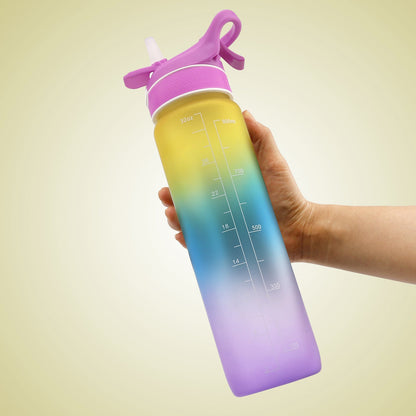 1000ML Plastic Spray Water Bottle Scrub Bounce Cover Straw Space Cup Sports Water Bottle - Jaazi Intl