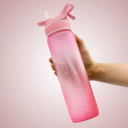 1000ML Plastic Spray Water Bottle Scrub Bounce Cover Straw Space Cup Sports Water Bottle - Jaazi Intl