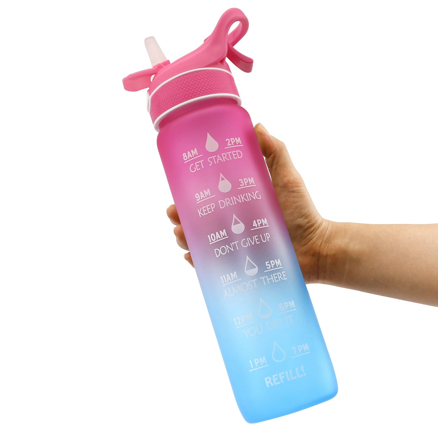 1000ML Plastic Spray Water Bottle Scrub Bounce Cover Straw Space Cup Sports Water Bottle - Jaazi Intl