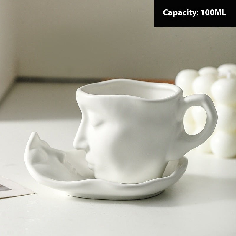 100ml Small Size Creative Person Face Kiss Ceramic Cup Dish - Jaazi Intl