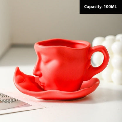 100ml Small Size Creative Person Face Kiss Ceramic Cup Dish - Jaazi Intl