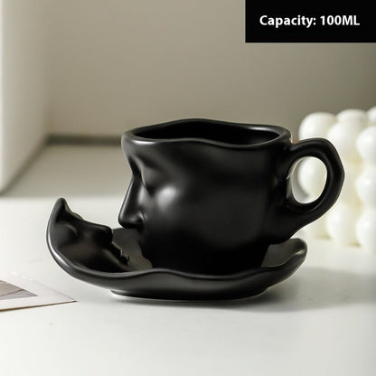 100ml Small Size Creative Person Face Kiss Ceramic Cup Dish - Jaazi Intl