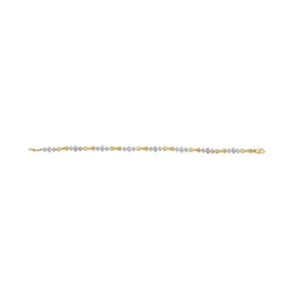 10k Gold 1/3 Cttw Diamond Miracle Set Alternating Bar and Link Bracelet (I - J Color, I1 - I2 Clarity) - 7.75" Inches - Jaazi Intl