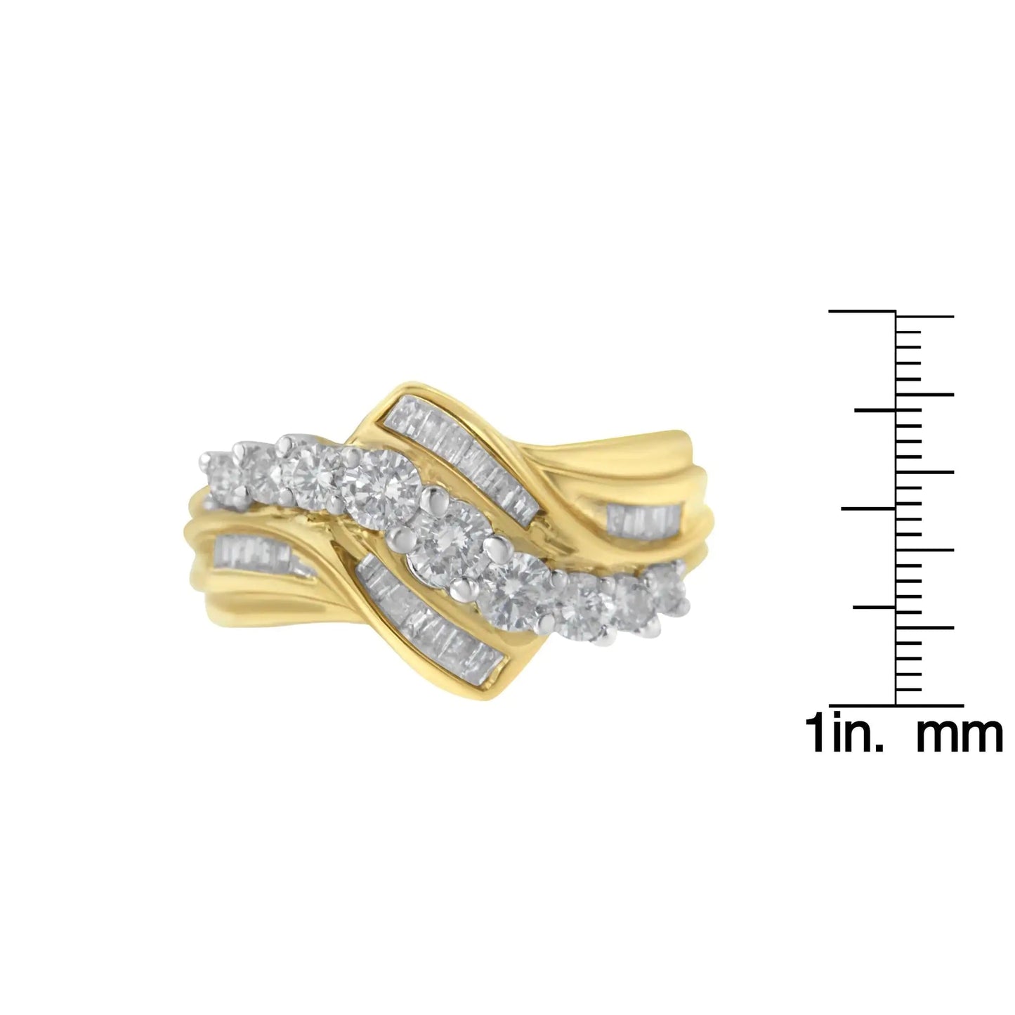 10K Two - Toned Diamond Bypass Ring (1 Cttw, H - I Color, SI2 - I1 Clarity) - Jaazi Intl