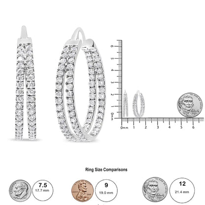 10K White Gold 1 1/2 Cttw Lab Grown Diamond Inside Out Double Row Split Criss Cross 3/4" Inch Hoop Earrings (G - H Color, SI1 - SI2 Clarity) - Jaazi Intl