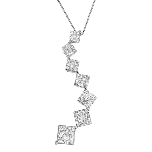 10K White Gold 1 cttw Diamond Snake Curved Pendant Necklace (H - I, I1 - I2) - Jaazi Intl