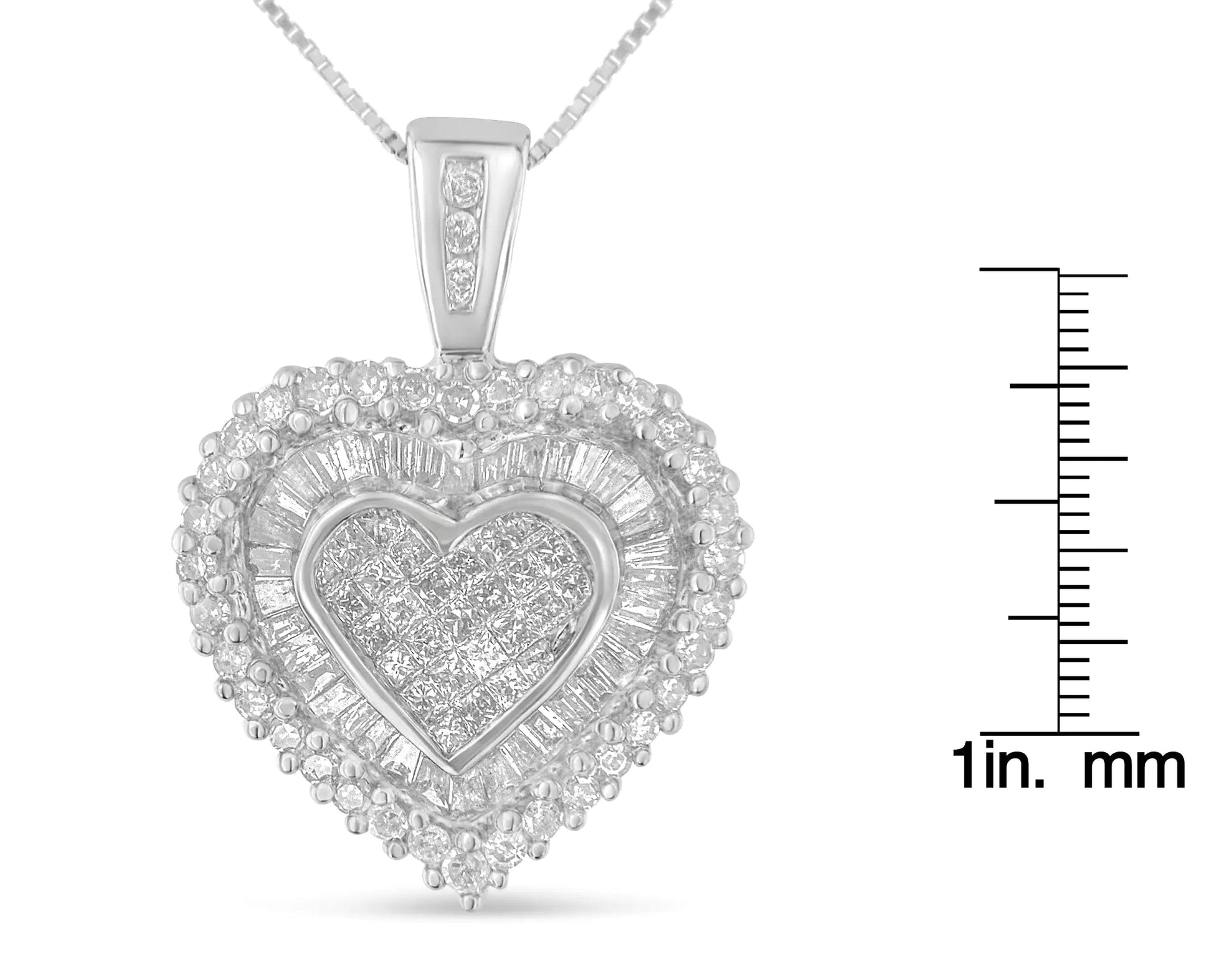 10K White Gold 1 cttw Multi Cut 1 cttw Diamond Heart Pendant Necklace (H - I, I1 - I2) - Jaazi Intl