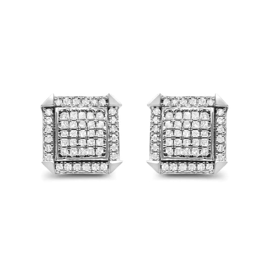 10K White Gold 1.0 Cttw Diamond Composite with Halo Stud Earrings (H - I Color, I1 - I2 Clarity) - Jaazi Intl