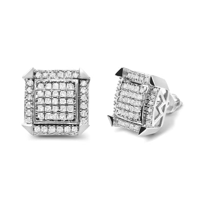 10K White Gold 1.0 Cttw Diamond Composite with Halo Stud Earrings (H - I Color, I1 - I2 Clarity) - Jaazi Intl