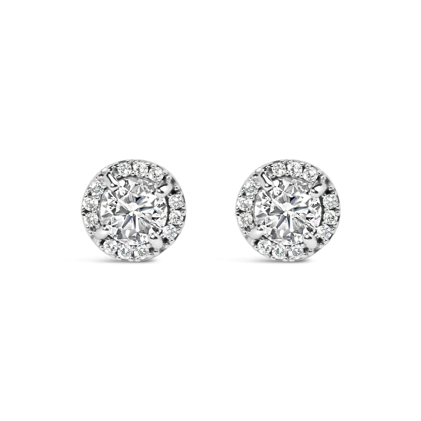 10K White Gold 1.00 Cttw Diamond Hidden Halo Stud Earring (H - I Color, I1 - I2 Clarity) - Jaazi Intl