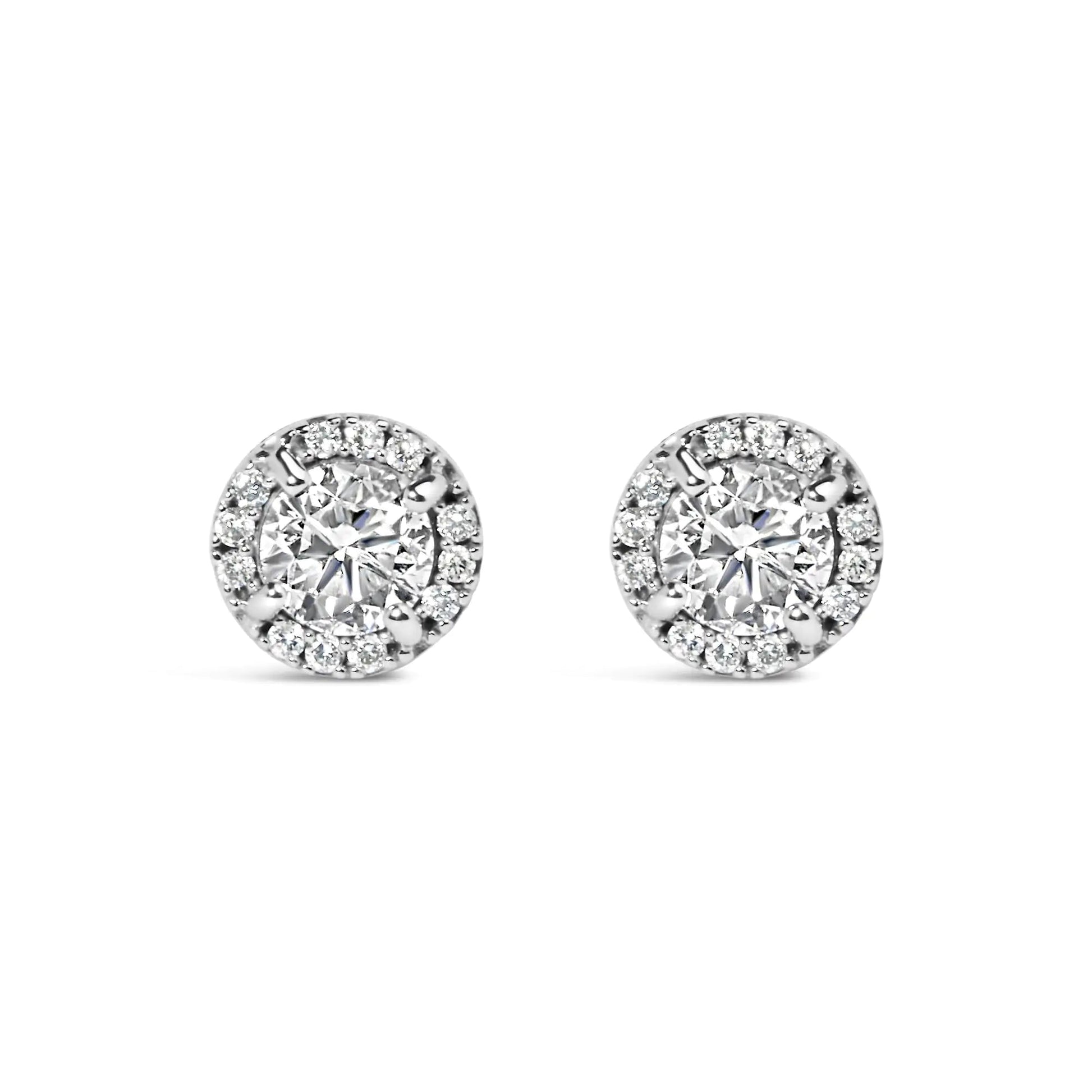 10K White Gold 1.00 Cttw Diamond Hidden Halo Stud Earring (H - I Color, I1 - I2 Clarity) - Jaazi Intl