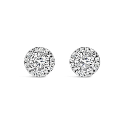 10K White Gold 1.00 Cttw Diamond Hidden Halo Stud Earring (H - I Color, I1 - I2 Clarity) - Jaazi Intl