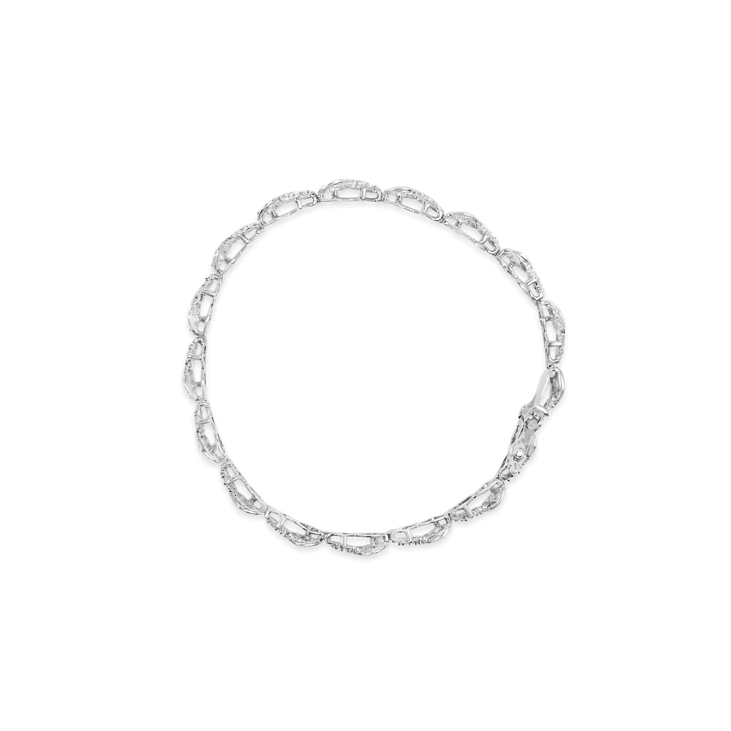 10k White Gold 1/2 Cttw Diamond Infinity Weave Link Bracelet (I - J Color, SI2 - I1 Clarity) - 7" - Jaazi Intl