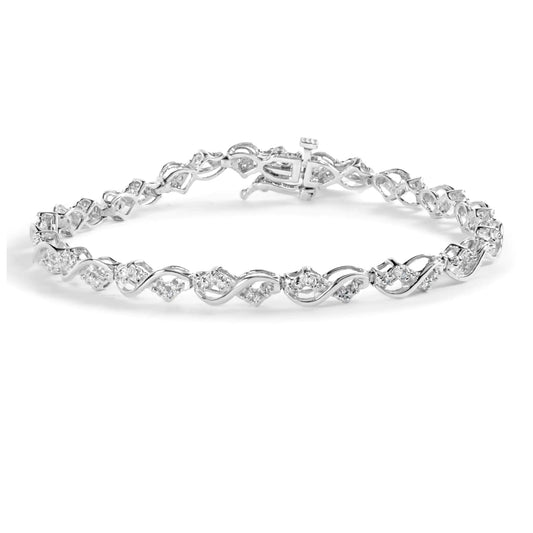 10k White Gold 1/2 Cttw Diamond Infinity Weave Link Bracelet (I - J Color, SI2 - I1 Clarity) - 7" - Jaazi Intl