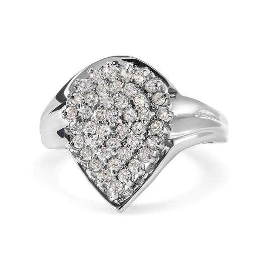 10K White Gold 1/2 Cttw Diamond Pear Shaped Cluster Ring (H - I Color, I1 - I2 Clarity) - Jaazi Intl