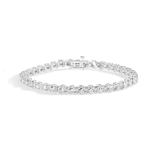 10K White Gold 3.00 Cttw Miracle Set Diamond Bezel Link Style Tennis Bracelet (H - I Color, I2 - I3 Clarity) - 7.5" - Jaazi Intl