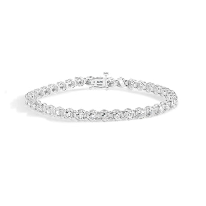 10K White Gold 3.00 Cttw Miracle Set Diamond Bezel Link Style Tennis Bracelet (H - I Color, I2 - I3 Clarity) - 7.5" - Jaazi Intl