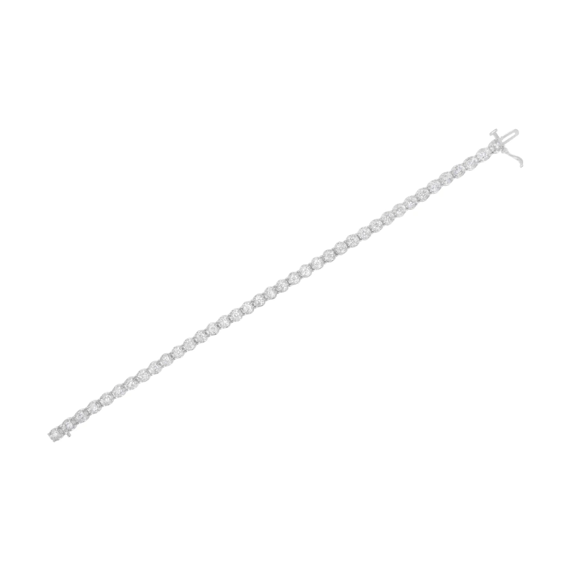 10K White Gold 3.00 Cttw Miracle Set Diamond Bezel Link Style Tennis Bracelet (H - I Color, I2 - I3 Clarity) - 7.5" - Jaazi Intl