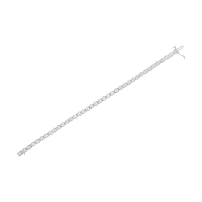 10K White Gold 3.00 Cttw Miracle Set Diamond Bezel Link Style Tennis Bracelet (H - I Color, I2 - I3 Clarity) - 7.5" - Jaazi Intl