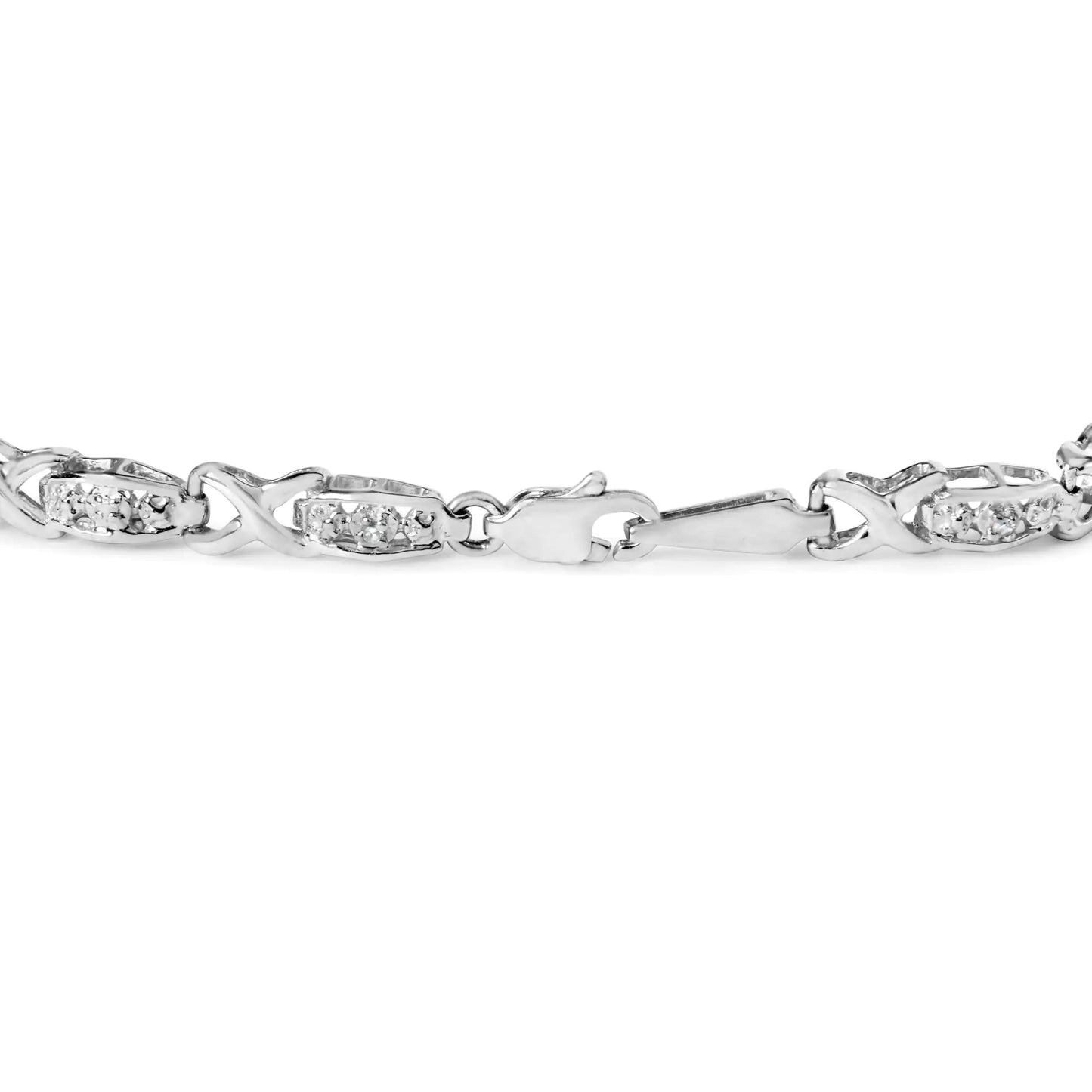 10K White Gold Diamond Accent "X" Link 7" Bracelet (I - J Color, I2 - I3 Clarity) - Jaazi International