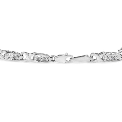 10K White Gold Diamond Accent "X" Link 7" Bracelet (I - J Color, I2 - I3 Clarity) - Jaazi International