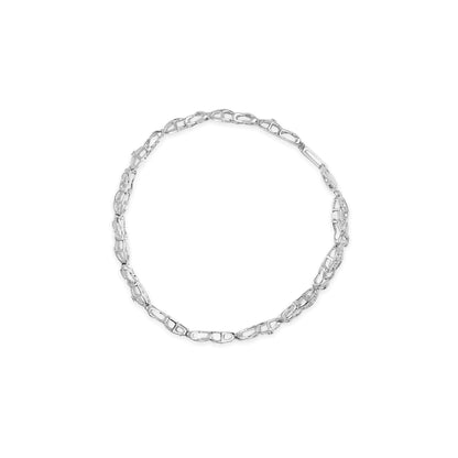 10K White Gold Diamond Accent "X" Link 7" Bracelet (I - J Color, I2 - I3 Clarity) - Jaazi International