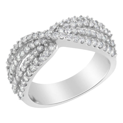 10K White Gold Diamond Bypass Ring (1 Cttw, G - H Color, SI2 - I1 Clarity) - Jaazi Intl