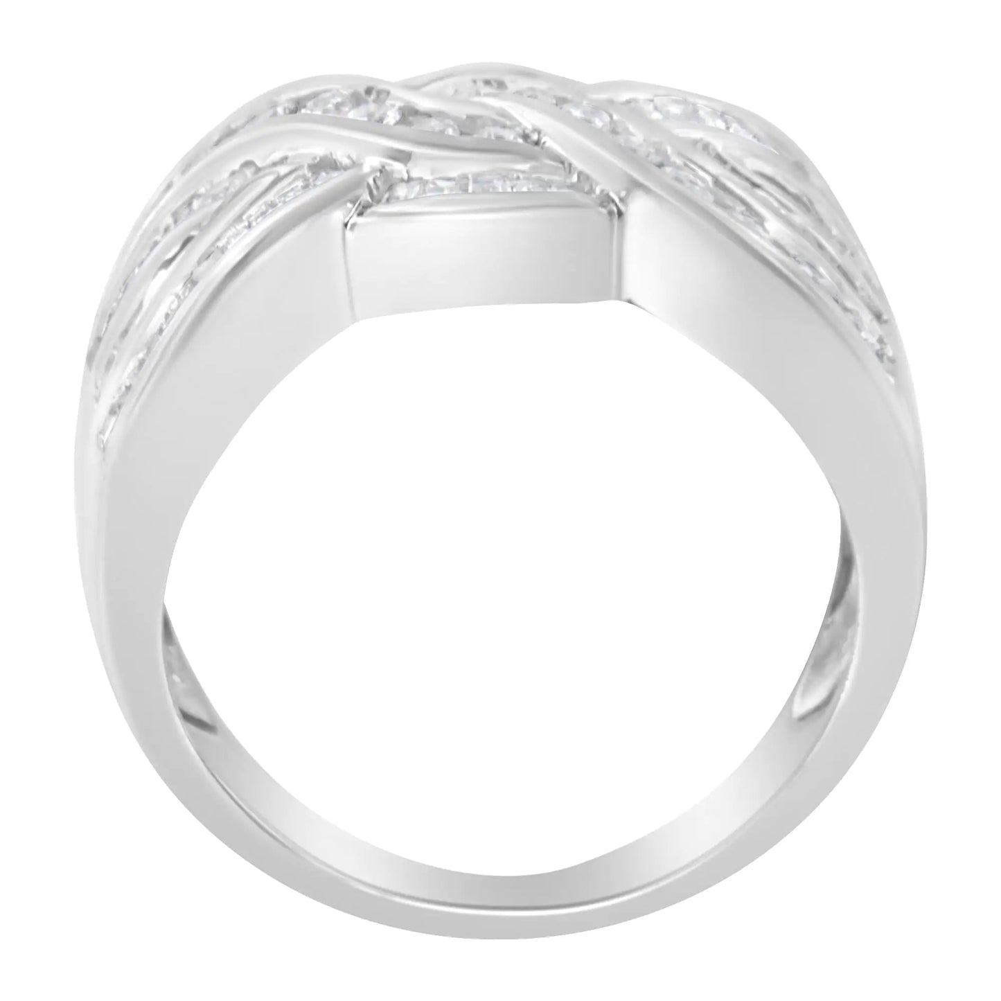 10K White Gold Diamond Bypass Ring (1 Cttw, H - I Color, I1 - I2 Clarity) - Jaazi Intl