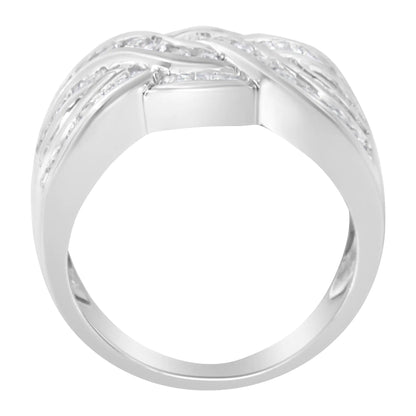 10K White Gold Diamond Bypass Ring (1 Cttw, H - I Color, I1 - I2 Clarity) - Jaazi Intl