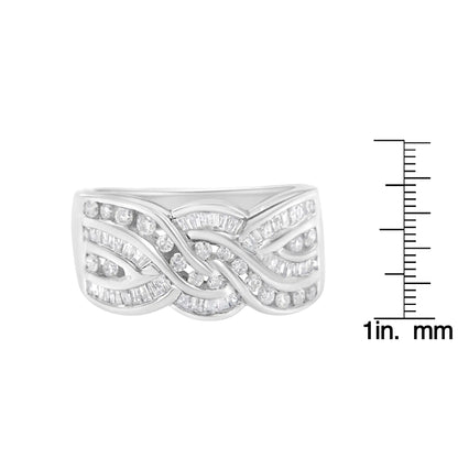 10K White Gold Diamond Bypass Ring (1 Cttw, H - I Color, I1 - I2 Clarity) - Jaazi Intl