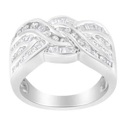 10K White Gold Diamond Bypass Ring (1 Cttw, H - I Color, I1 - I2 Clarity) - Jaazi Intl